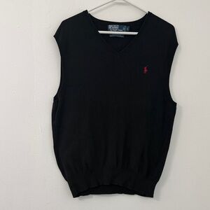 Polo by Ralph Lauren Men's L V-Neck Black Sweater Vest